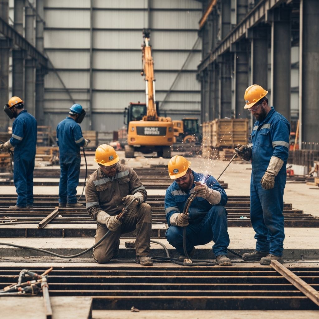 Industrial workers at construction site